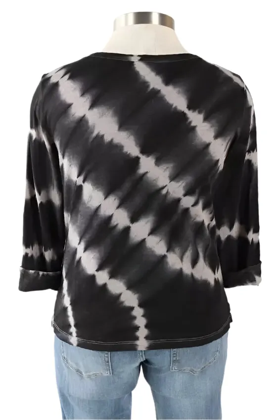 Stepped Hem Boxy Tee - Black - 13825
