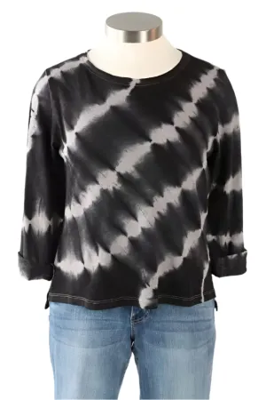 Stepped Hem Boxy Tee - Black - 13825