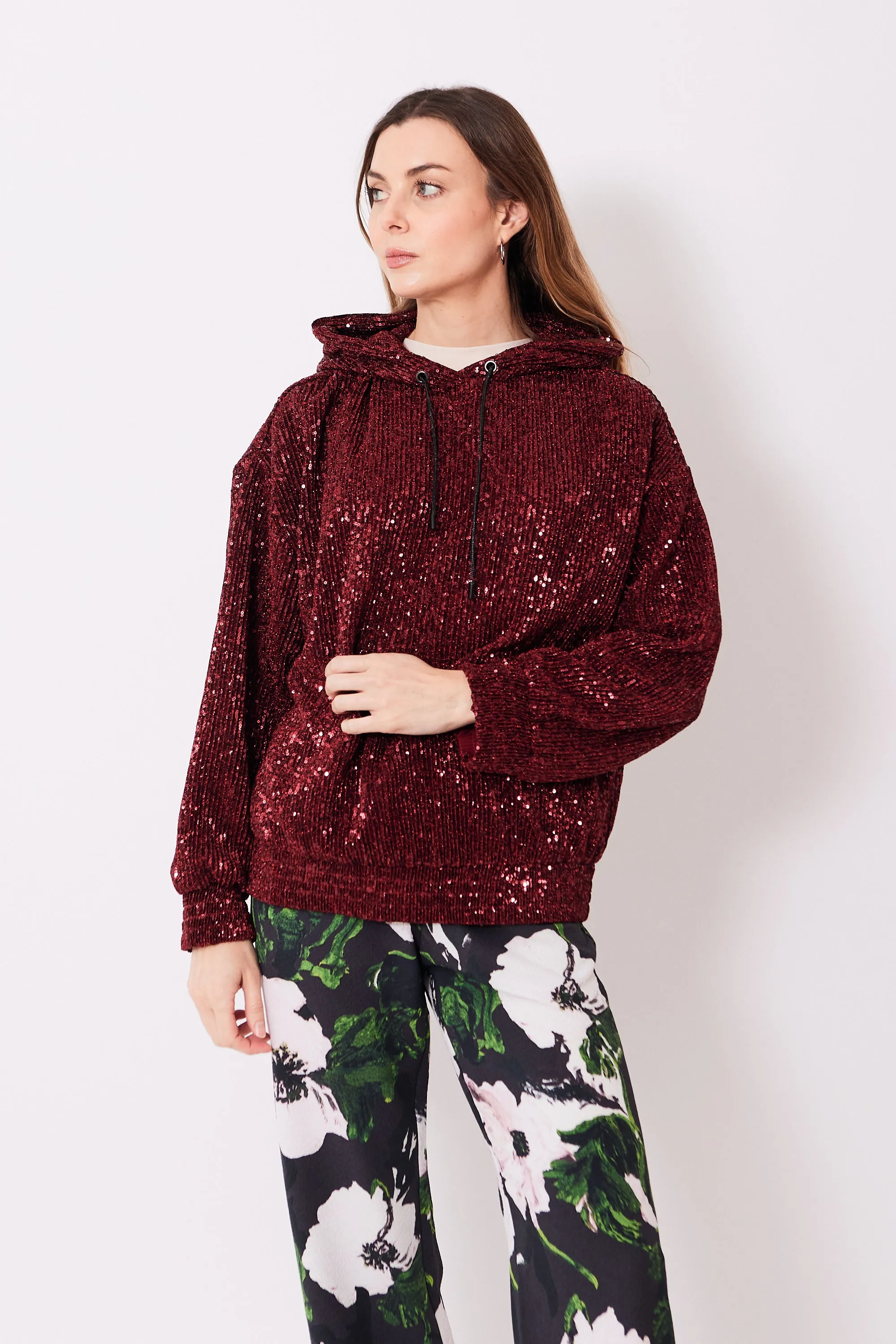 Stine Goya Sequins Jersey Oversize Hoodie