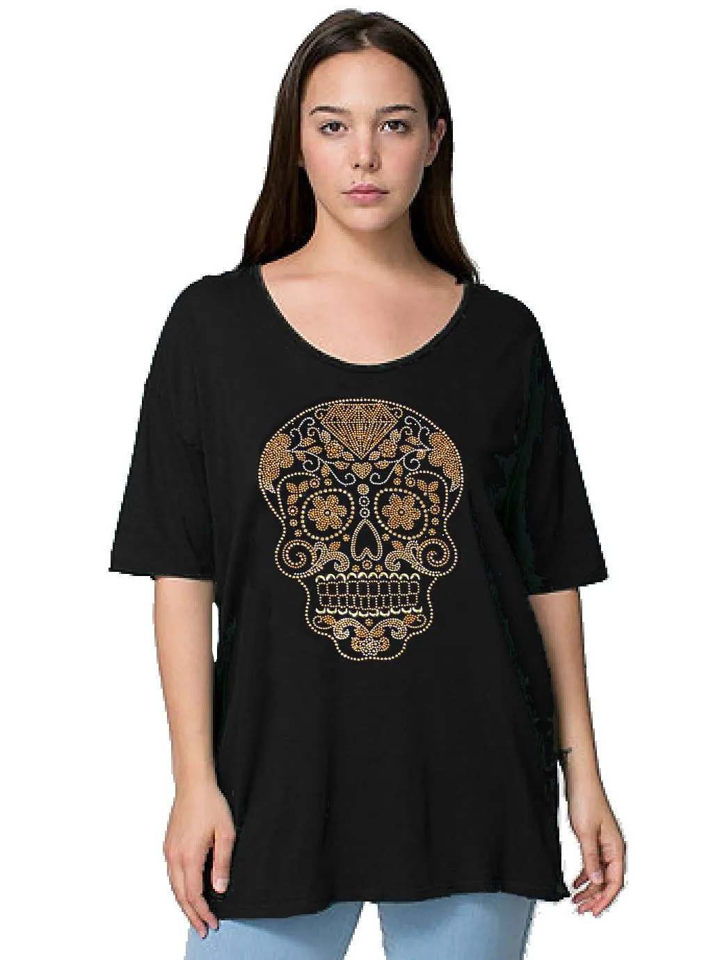 Sugar Skull Unisex One Size T-Shirts Rhinestone Embellished