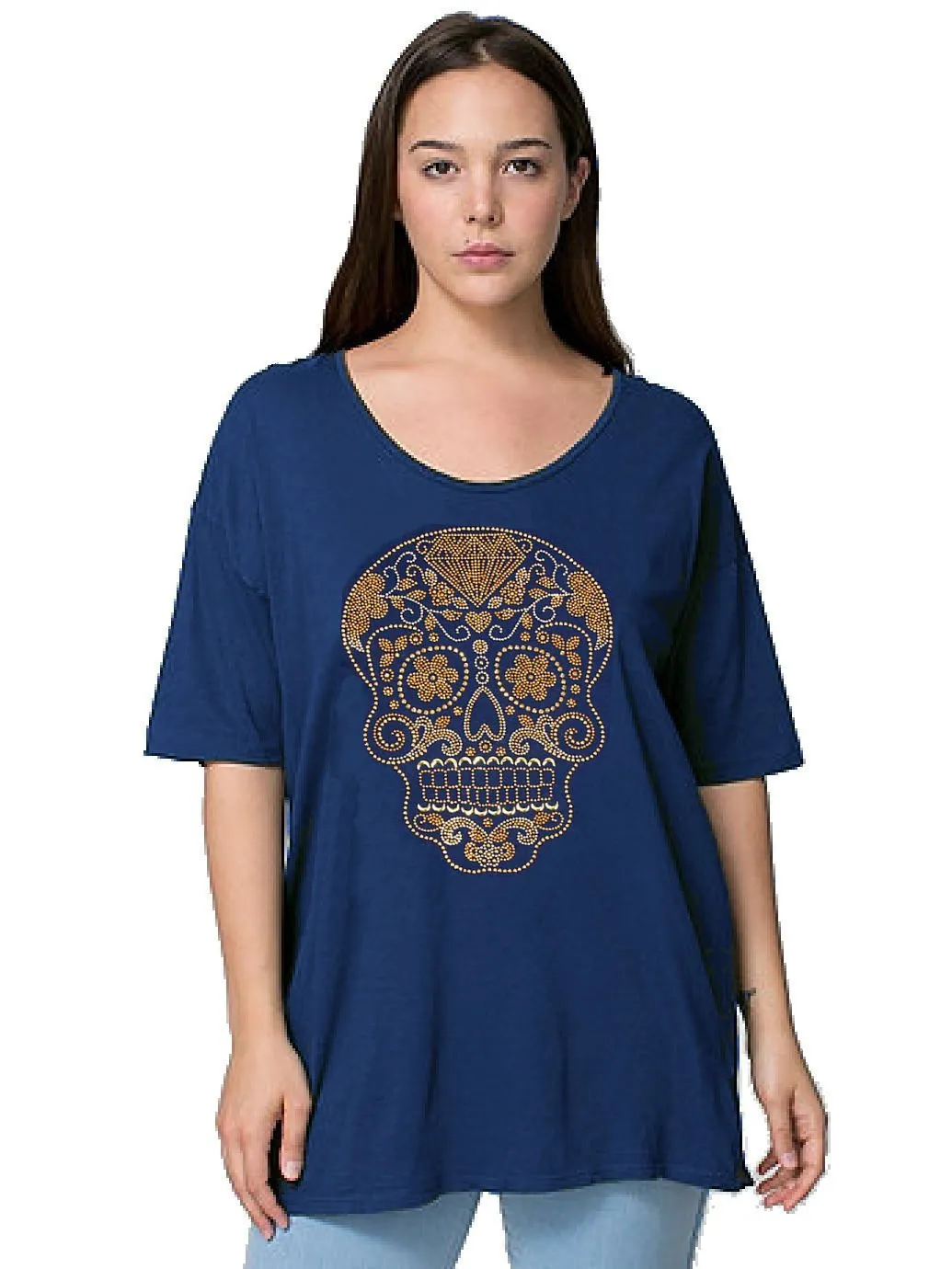 Sugar Skull Unisex One Size T-Shirts Rhinestone Embellished