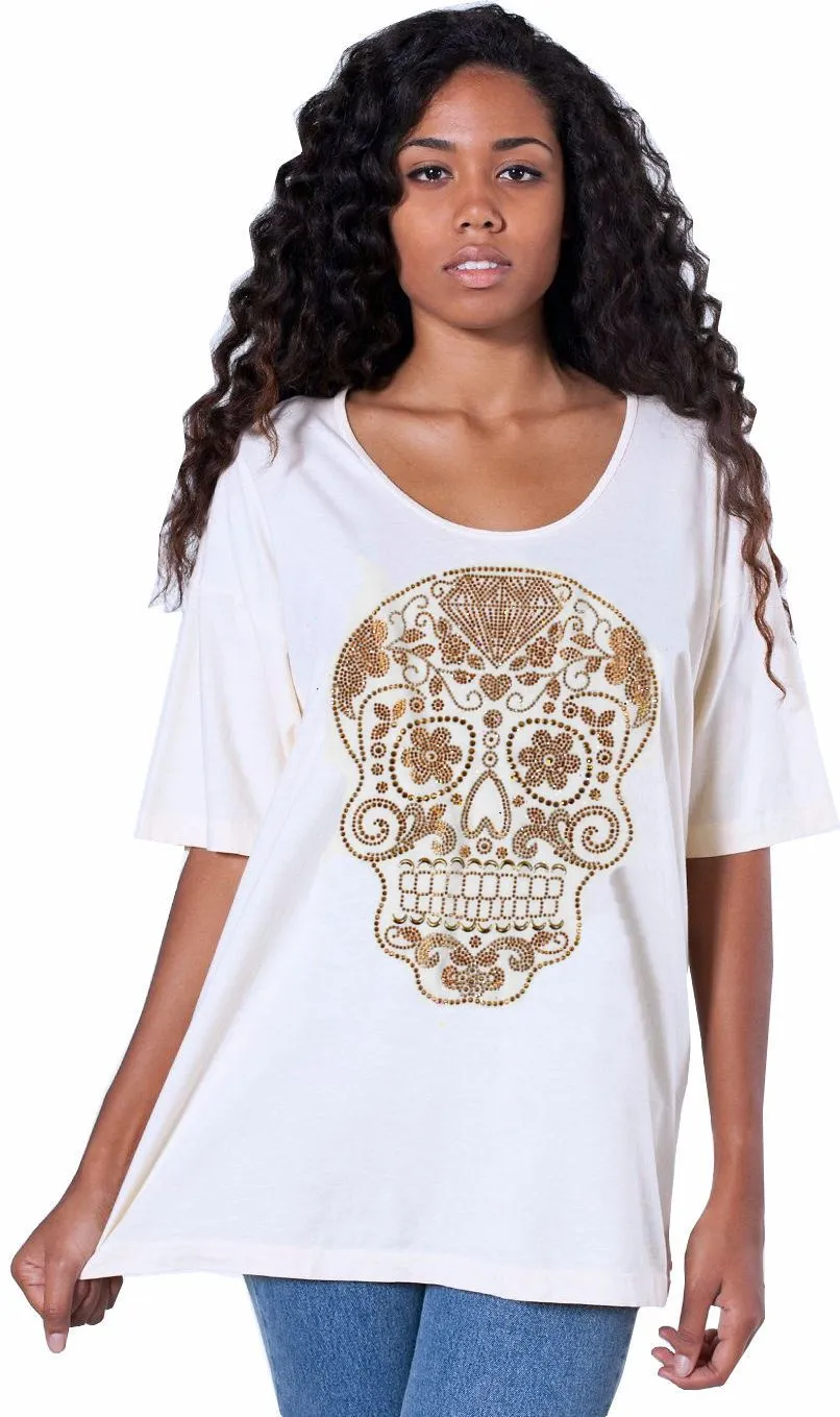 Sugar Skull Unisex One Size T-Shirts Rhinestone Embellished