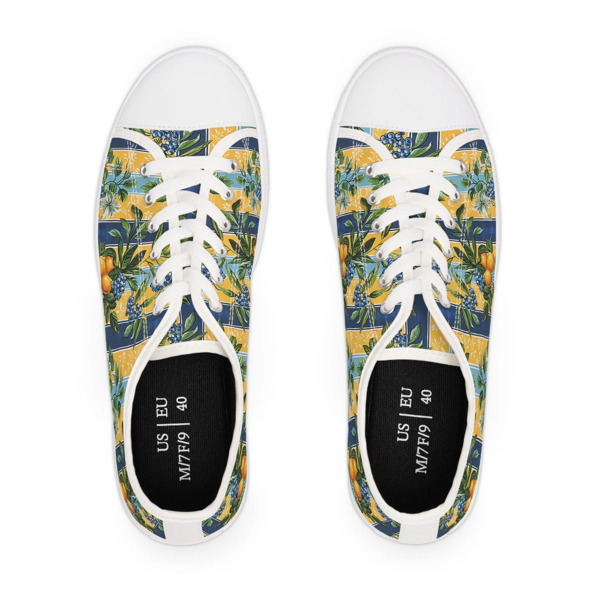 Sunny Orchard Stripes Ladies' Low Top Sneakers - Wake Up Your Wardrobe – Where Fruity Freshness Meets Classic Charm!