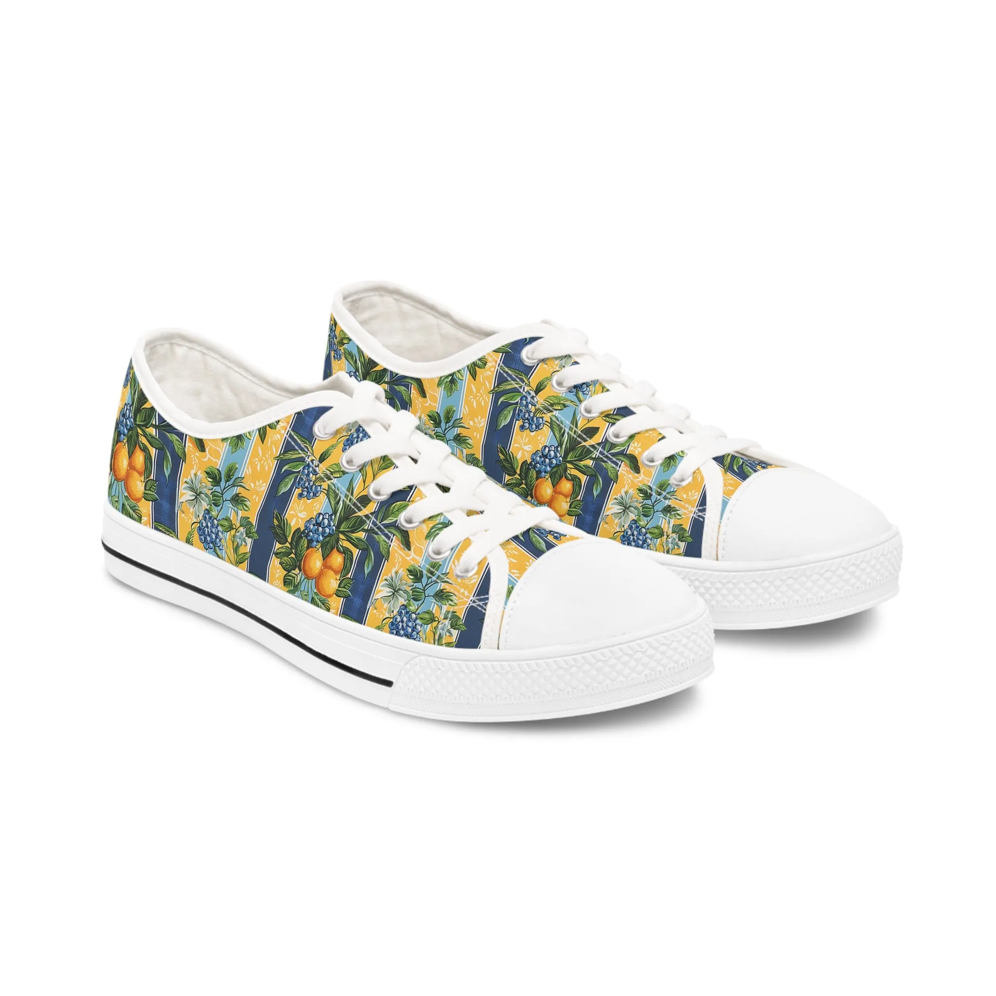Sunny Orchard Stripes Ladies' Low Top Sneakers - Wake Up Your Wardrobe – Where Fruity Freshness Meets Classic Charm!