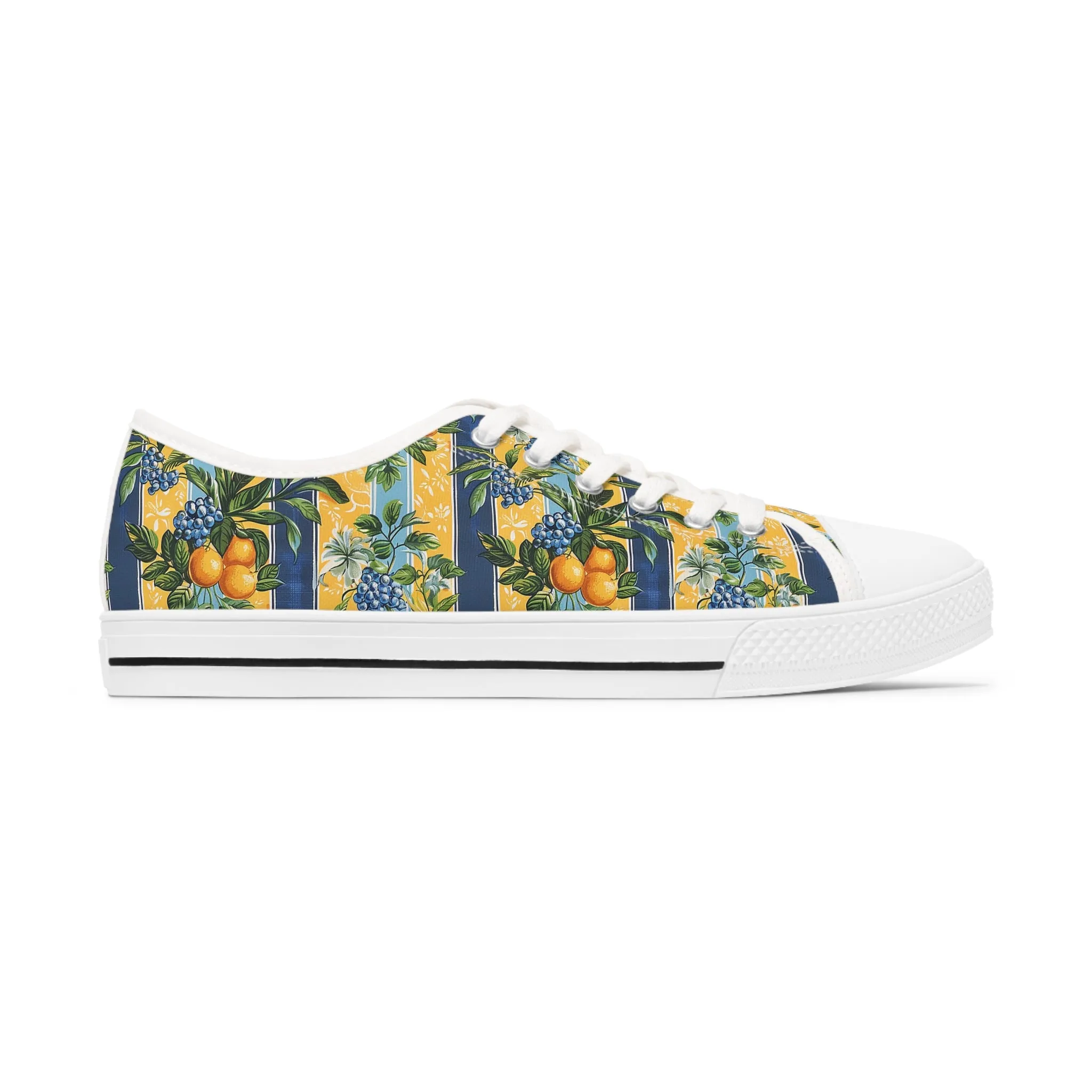 Sunny Orchard Stripes Ladies' Low Top Sneakers - Wake Up Your Wardrobe – Where Fruity Freshness Meets Classic Charm!