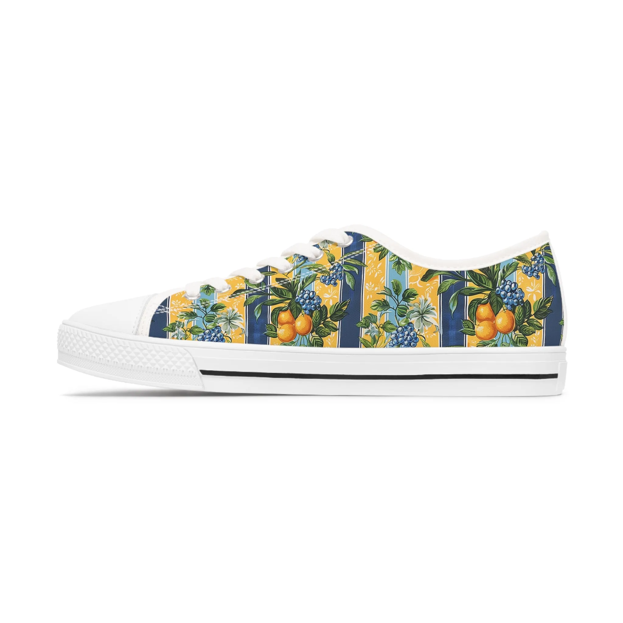 Sunny Orchard Stripes Ladies' Low Top Sneakers - Wake Up Your Wardrobe – Where Fruity Freshness Meets Classic Charm!