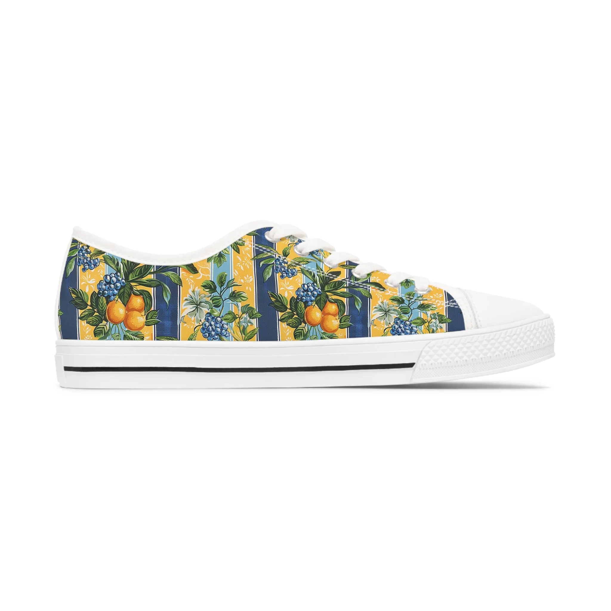 Sunny Orchard Stripes Ladies' Low Top Sneakers - Wake Up Your Wardrobe – Where Fruity Freshness Meets Classic Charm!
