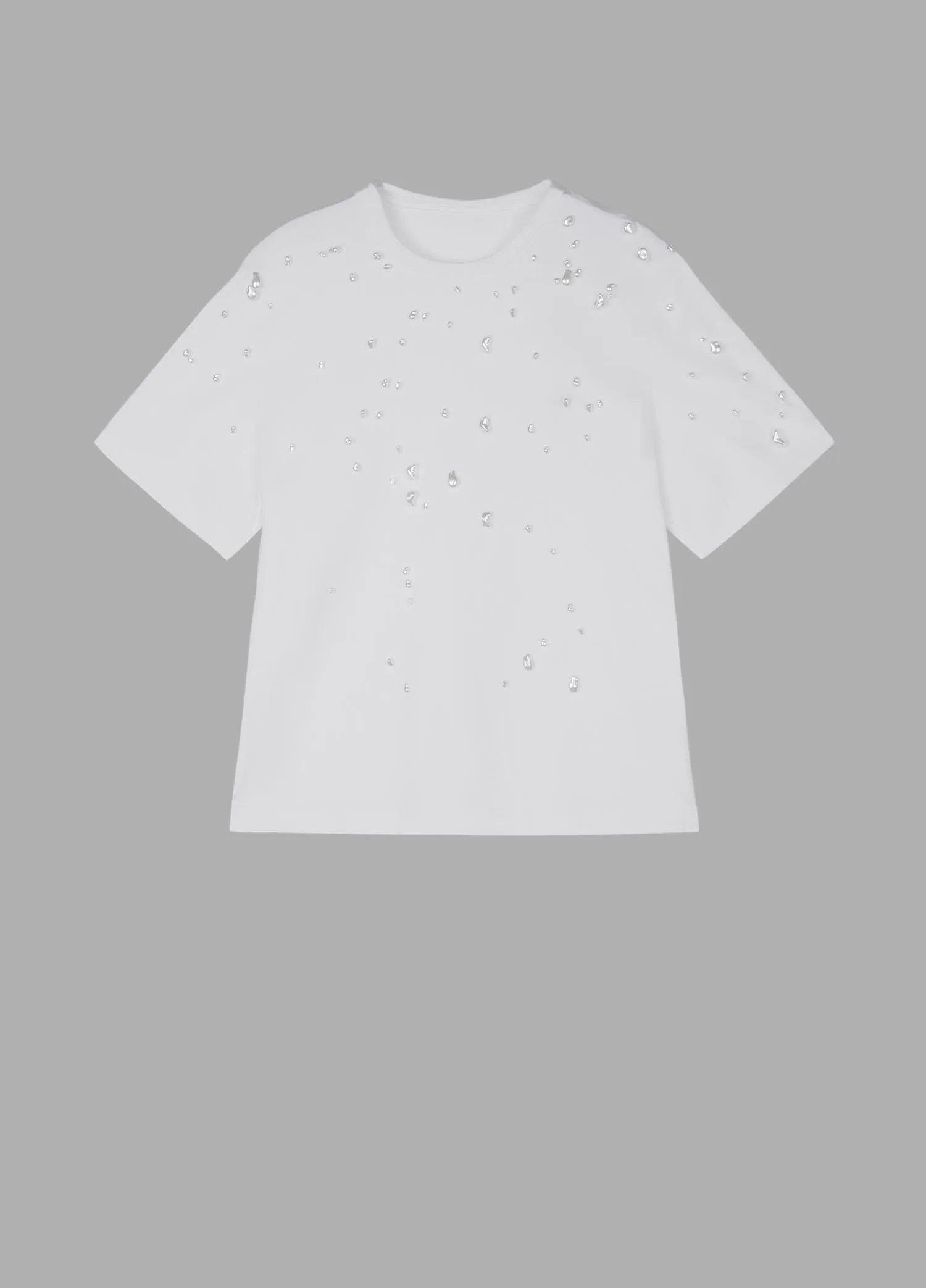 T-Shirt / JNBY Beaded Short Sleeve Round Neck T-Shirt (100% Cotton)