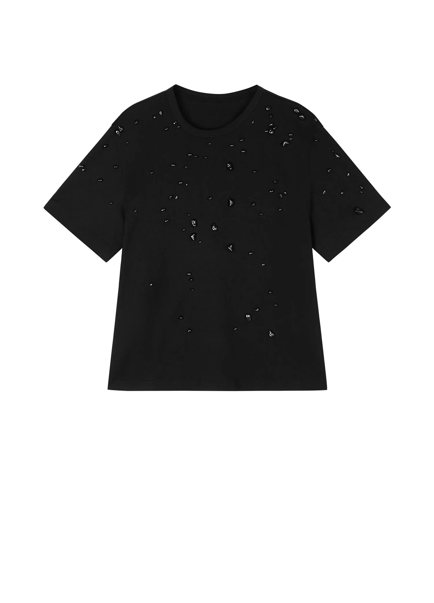 T-Shirt / JNBY Beaded Short Sleeve Round Neck T-Shirt (100% Cotton)