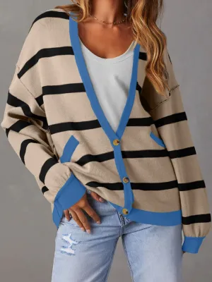 Tan/Blue Stripe Cardigan