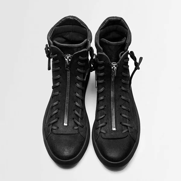TARO waxed suede BLACK