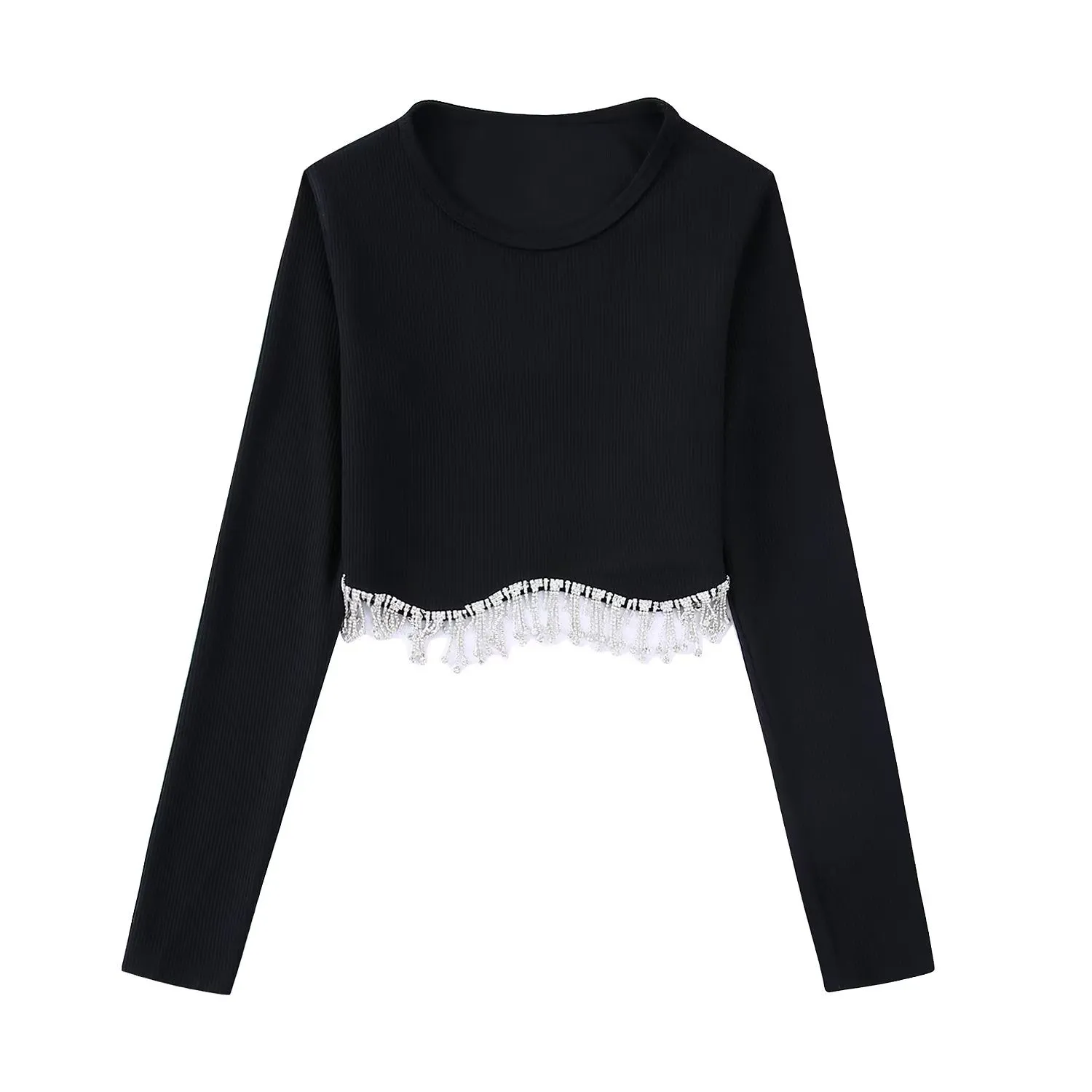 Tassel Beaded Knit T-Shirt