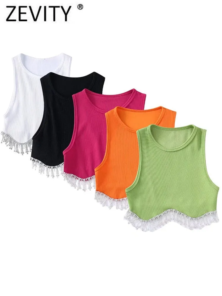 Tassel Beaded Knit T-Shirt