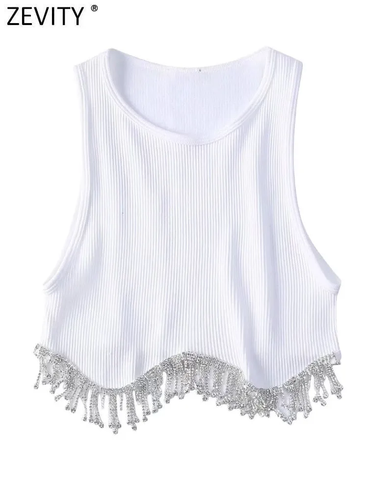 Tassel Beaded Knit T-Shirt