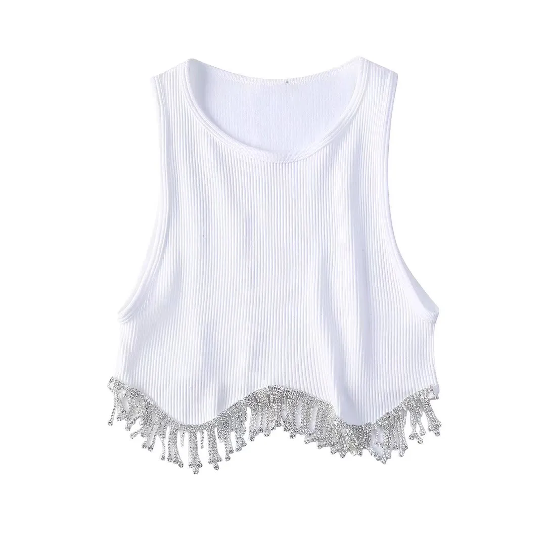 Tassel Beaded Knit T-Shirt