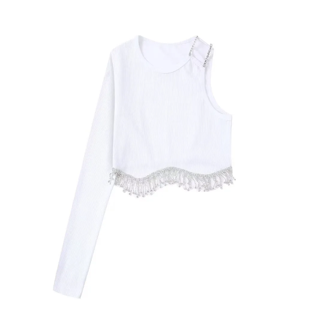 Tassel Beaded Knit T-Shirt
