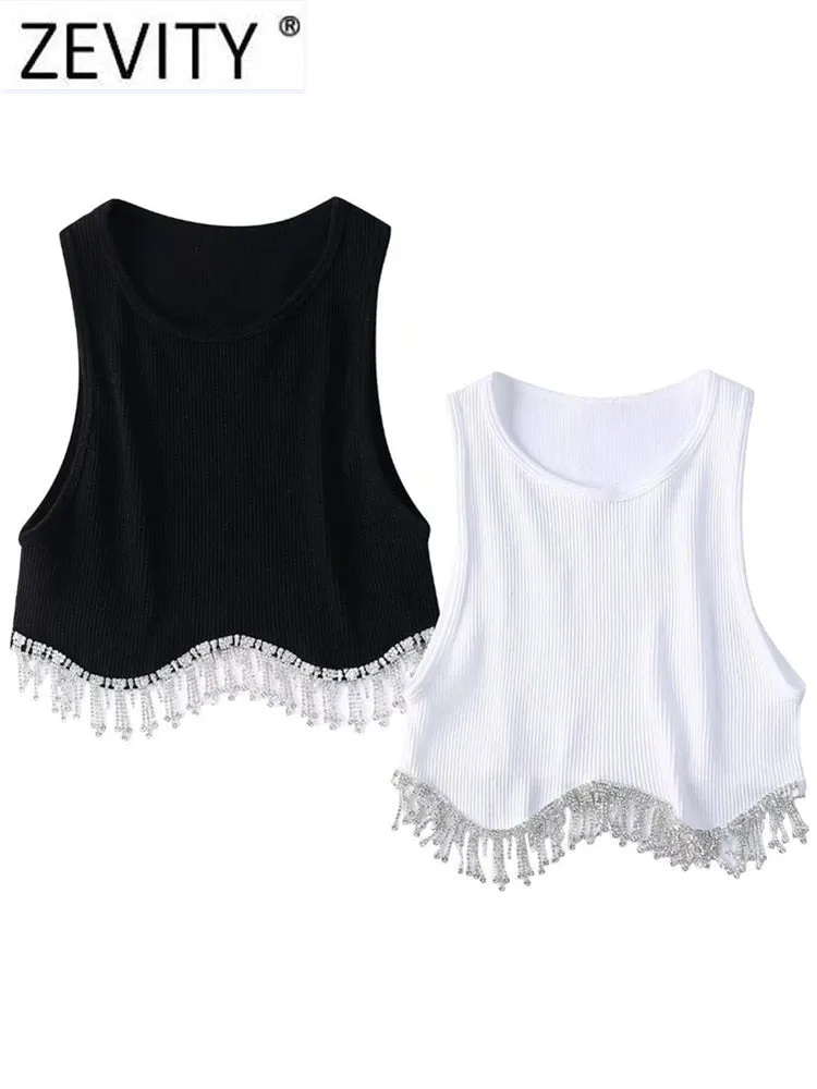 Tassel Beaded Knit T-Shirt