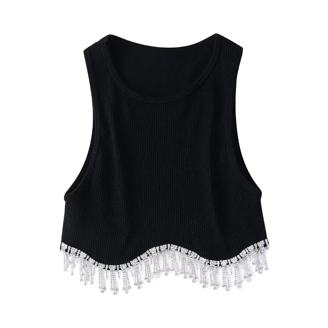 Tassel Beaded Knit T-Shirt