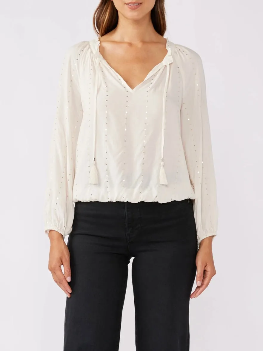 Tassel Sequin Blouse - Ivory