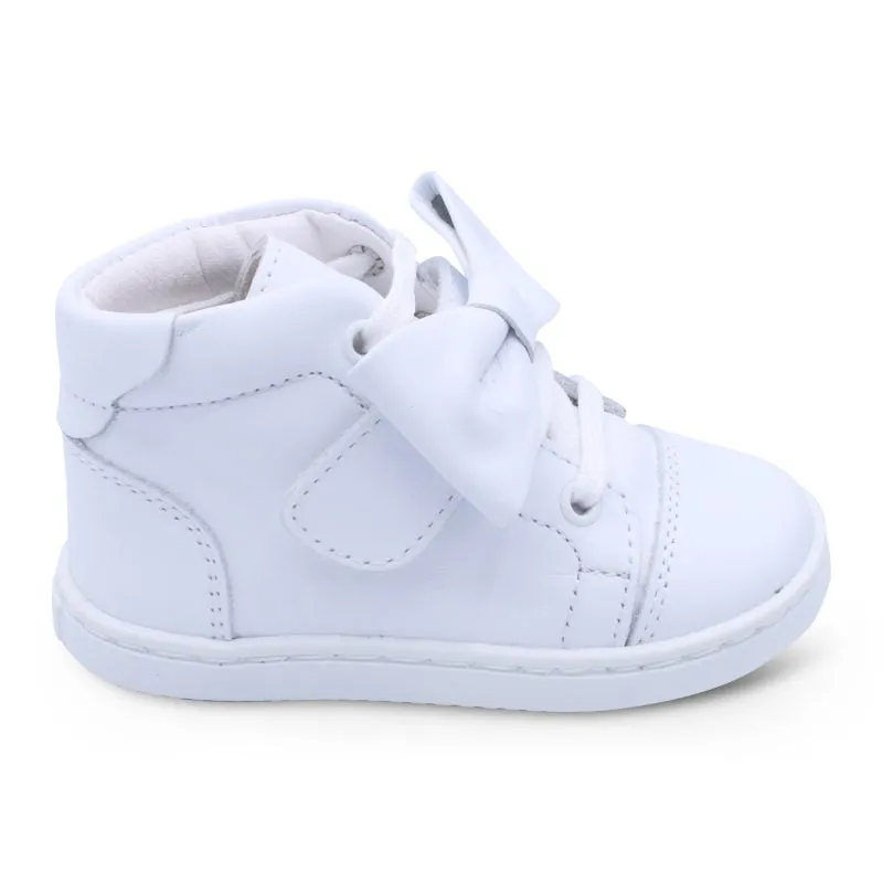 'Tatiana' Girls White Leather High-Tops