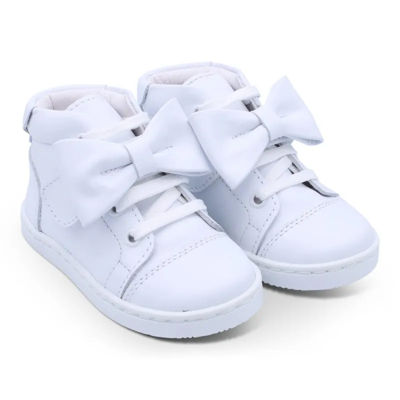 'Tatiana' Girls White Leather High-Tops