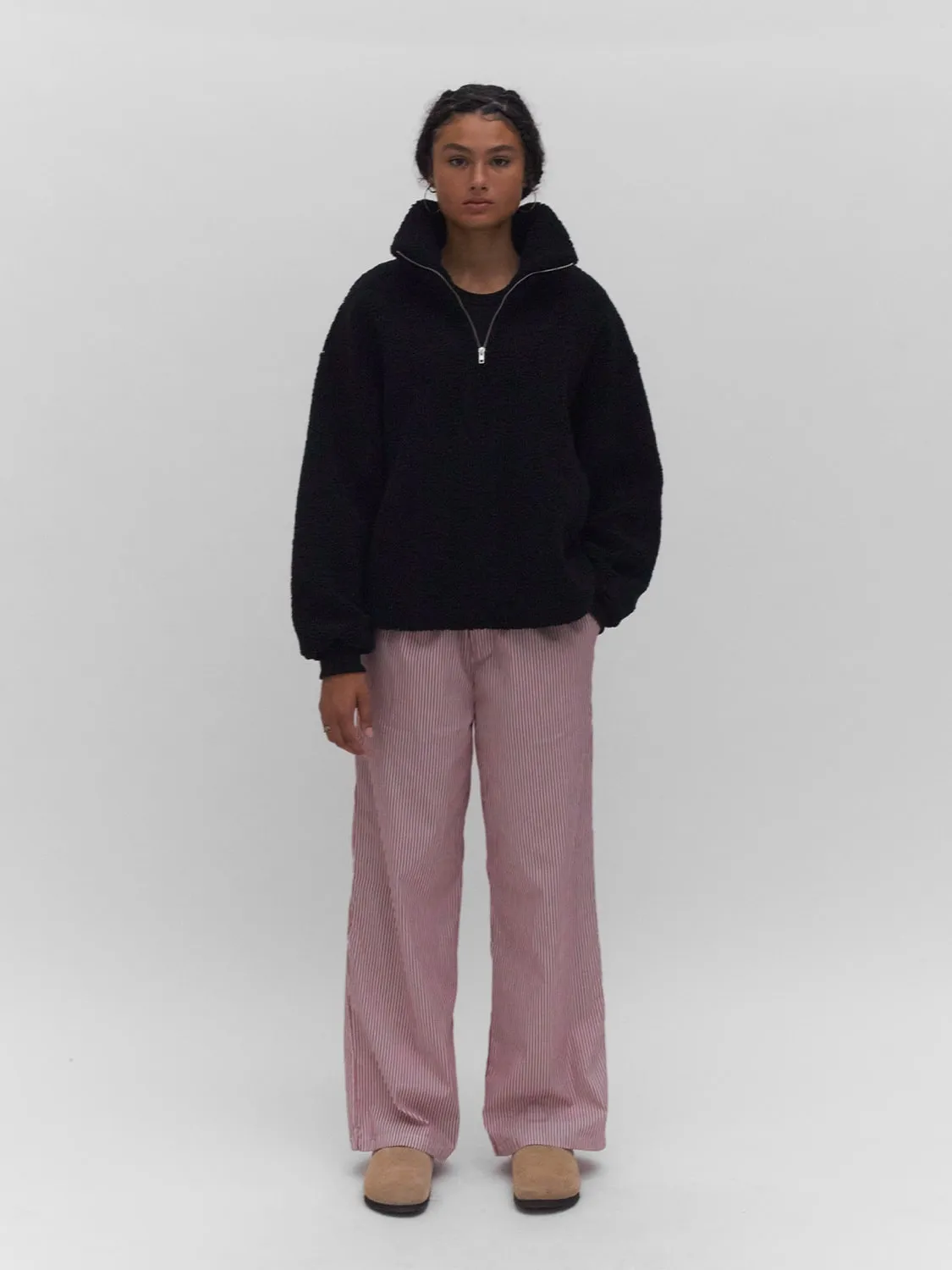Teddy Fleece Quarter Zip Black