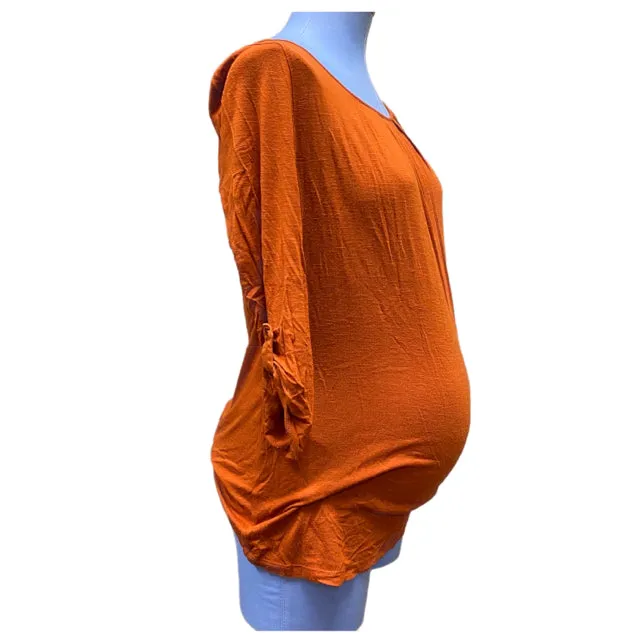 Thyme Maternity Orange Long Sleeve Tee (Size S)
