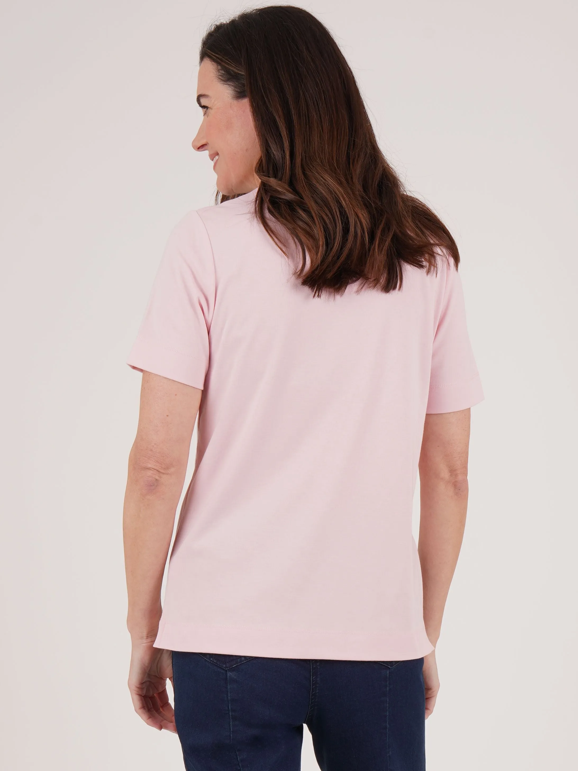 TIGI 22/24 Pink Beaded Neck Trim Top - T25-35A