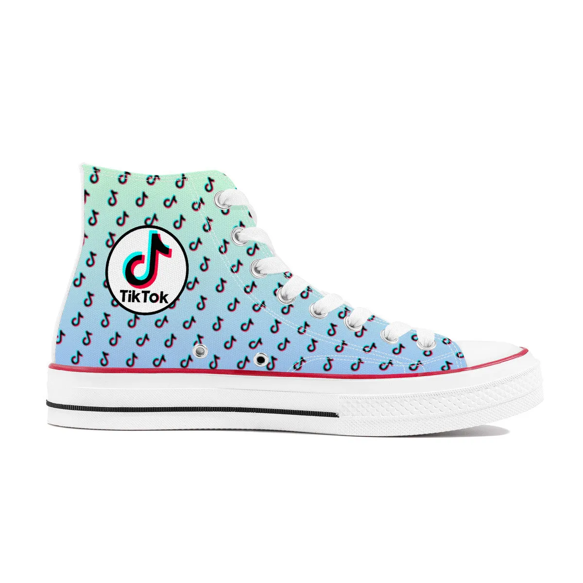 TikTok High Top Canvas Shoes - Blue and Green Tiktok Sneakers