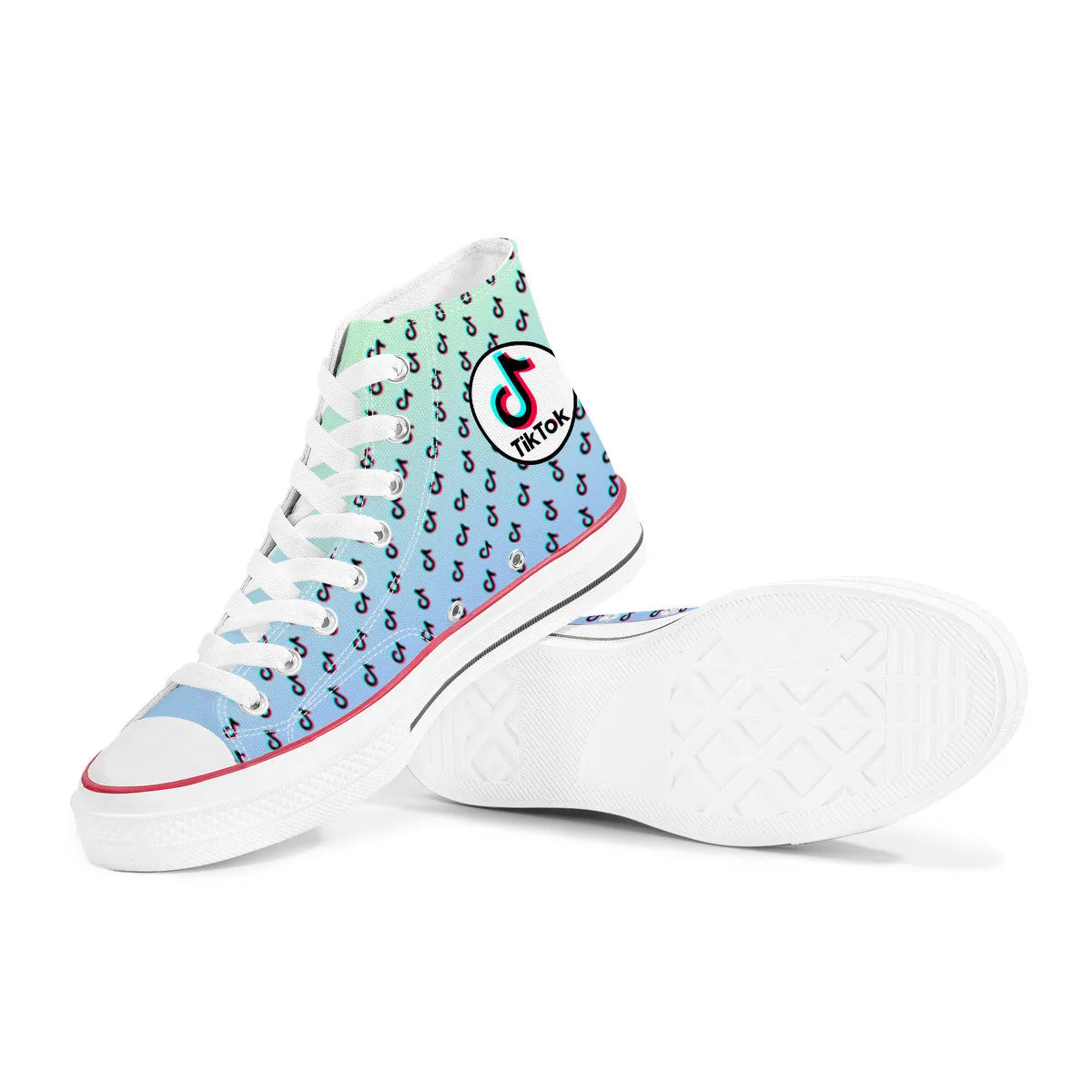 TikTok High Top Canvas Shoes - Blue and Green Tiktok Sneakers
