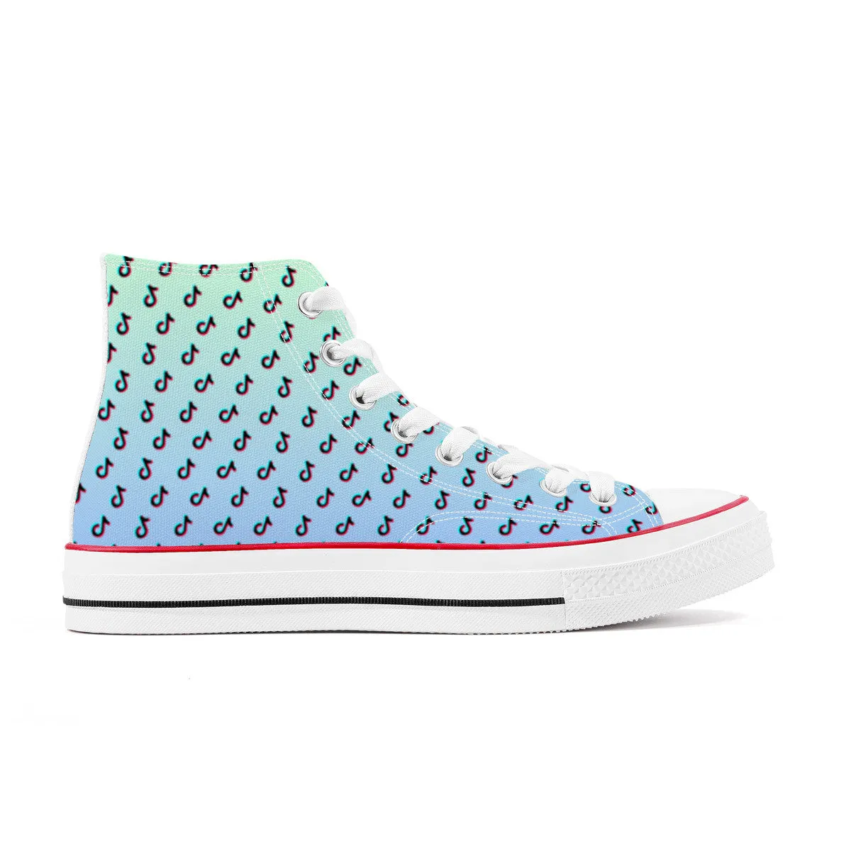 TikTok High Top Canvas Shoes - Blue and Green Tiktok Sneakers