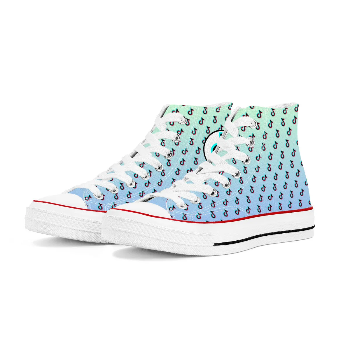 TikTok High Top Canvas Shoes - Blue and Green Tiktok Sneakers