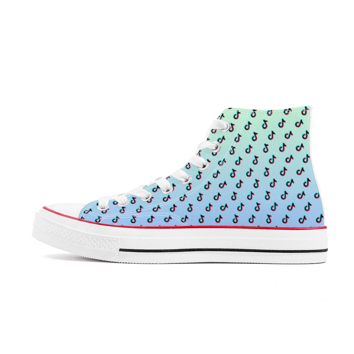 TikTok High Top Canvas Shoes - Blue and Green Tiktok Sneakers