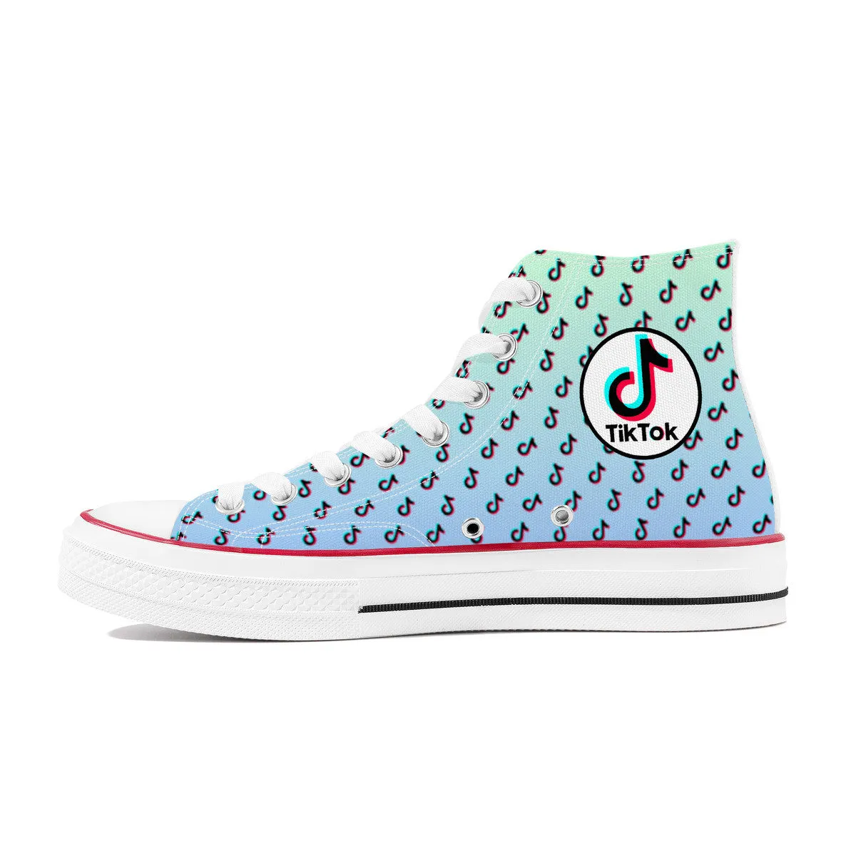 TikTok High Top Canvas Shoes - Blue and Green Tiktok Sneakers