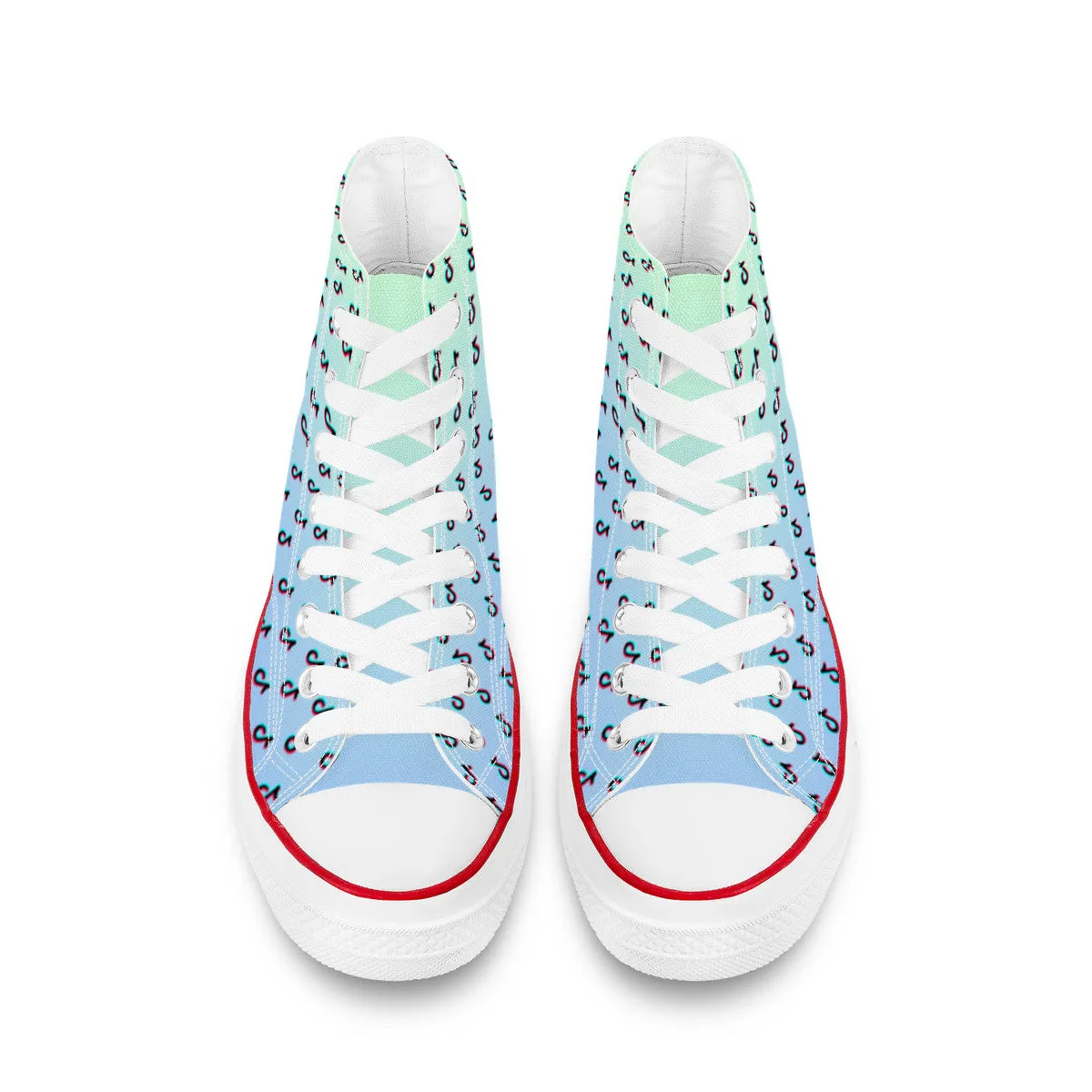 TikTok High Top Canvas Shoes - Blue and Green Tiktok Sneakers