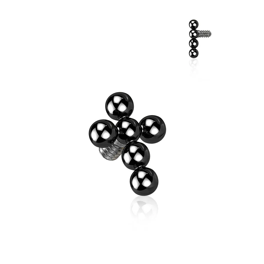 Titanium Beaded Ball Cross Dermal Anchor Tops