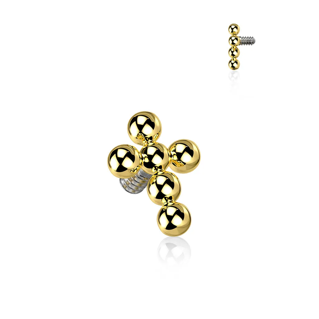 Titanium Beaded Ball Cross Dermal Anchor Tops