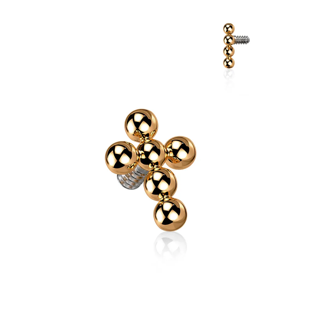 Titanium Beaded Ball Cross Dermal Anchor Tops