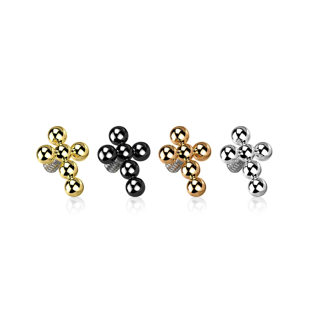 Titanium Beaded Ball Cross Dermal Anchor Tops