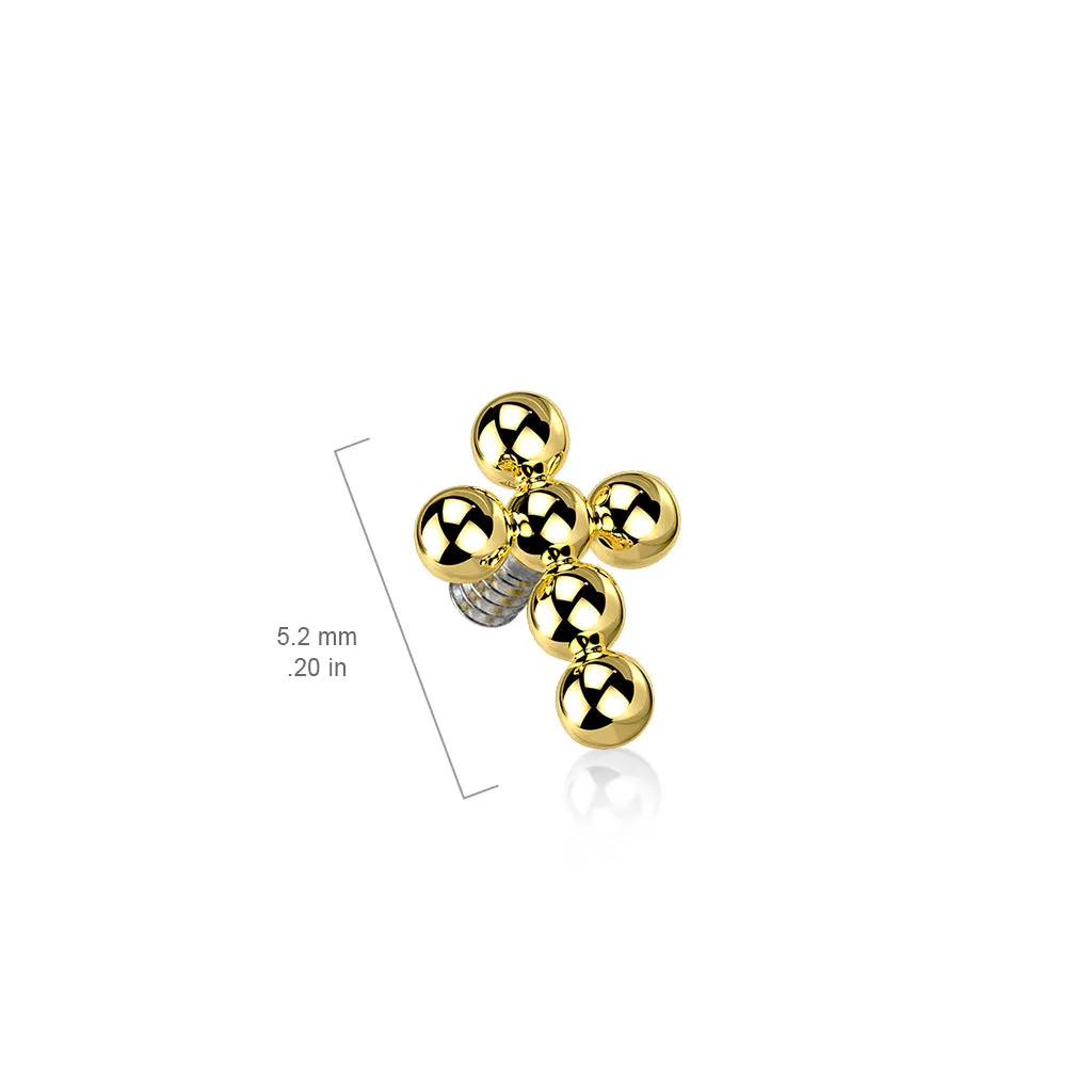 Titanium Beaded Ball Cross Dermal Anchor Tops