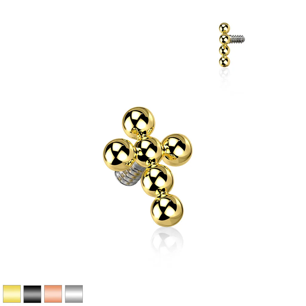 Titanium Beaded Ball Cross Dermal Anchor Tops