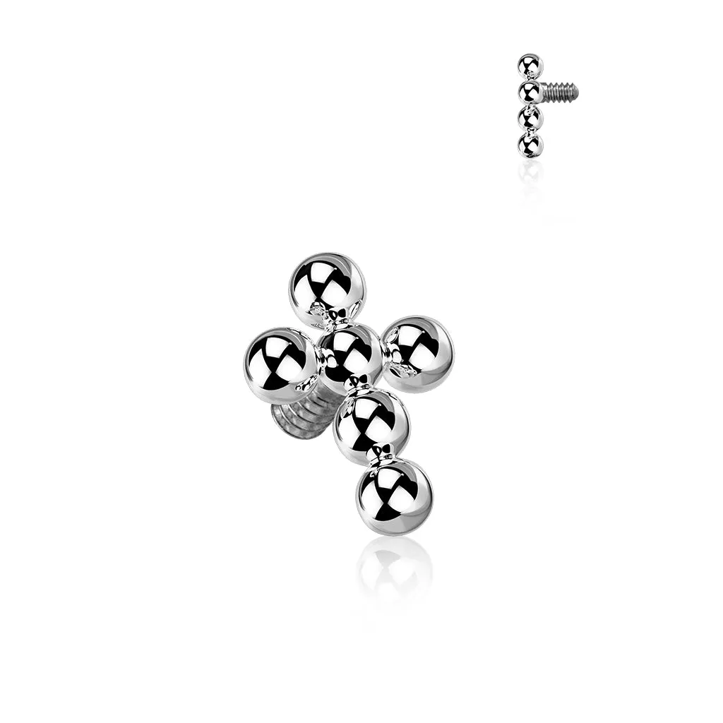 Titanium Beaded Ball Cross Dermal Anchor Tops