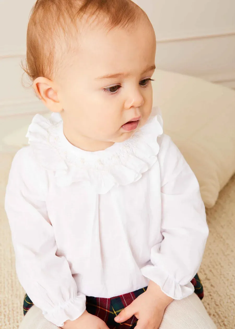 Traditional Hand Smocked Blouse in Off White (0-12mths)
