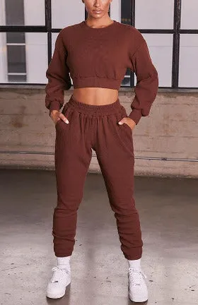Trendy Autumn Tracksuit Long Sleeve Crop Top & Pants Co-ord Sets