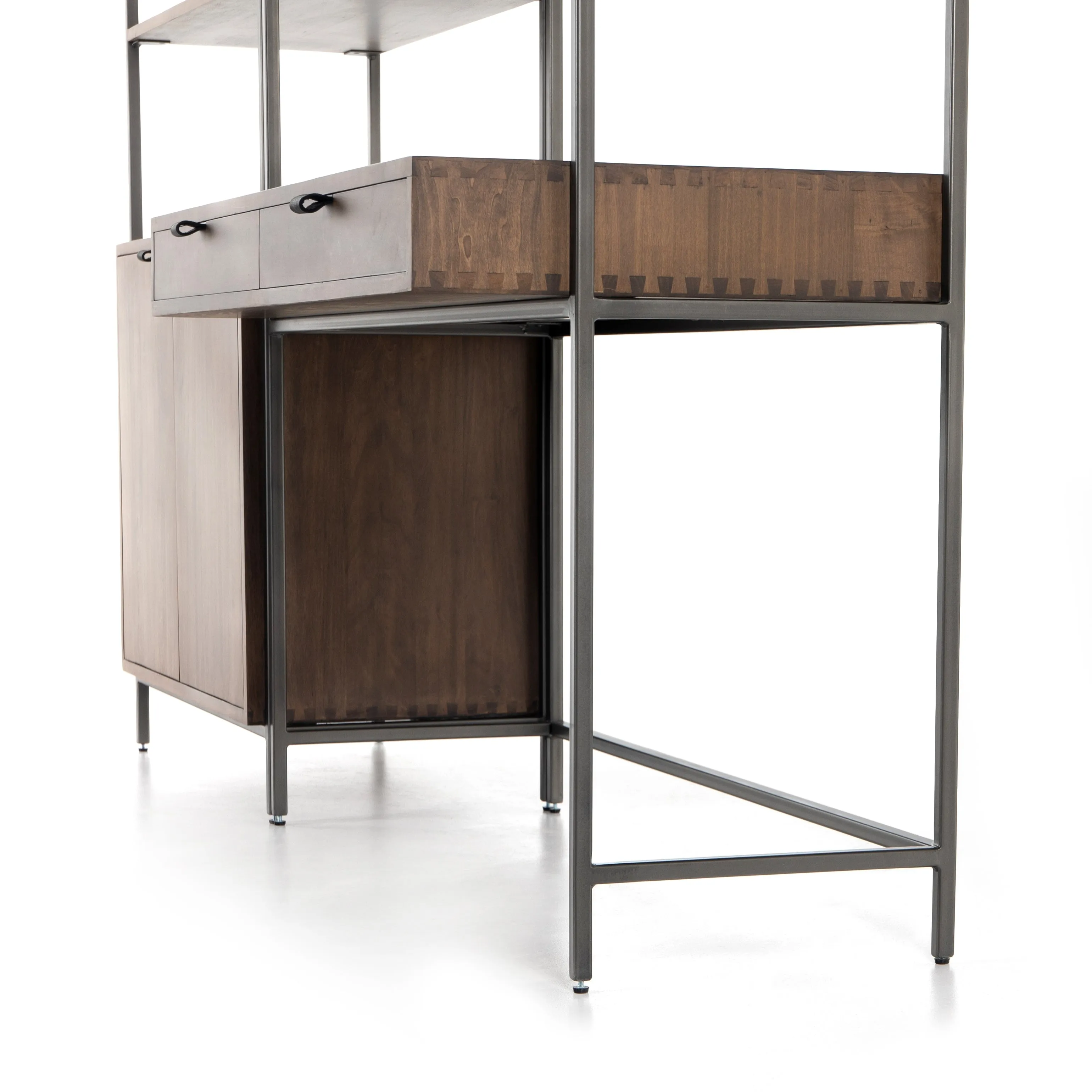 Trey Modular Wall Desk with 1 Bookcase - Auburn