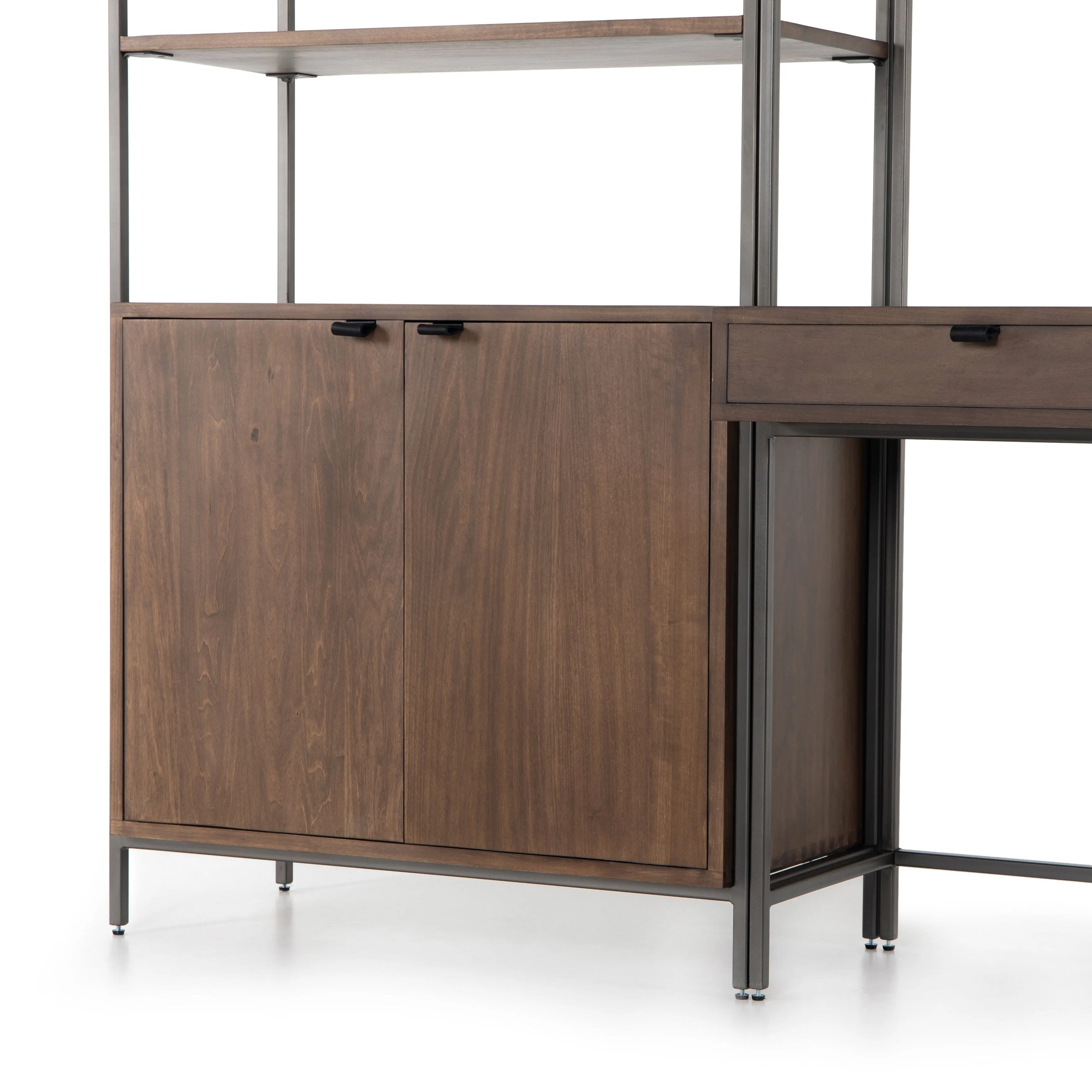 Trey Modular Wall Desk with 1 Bookcase - Auburn