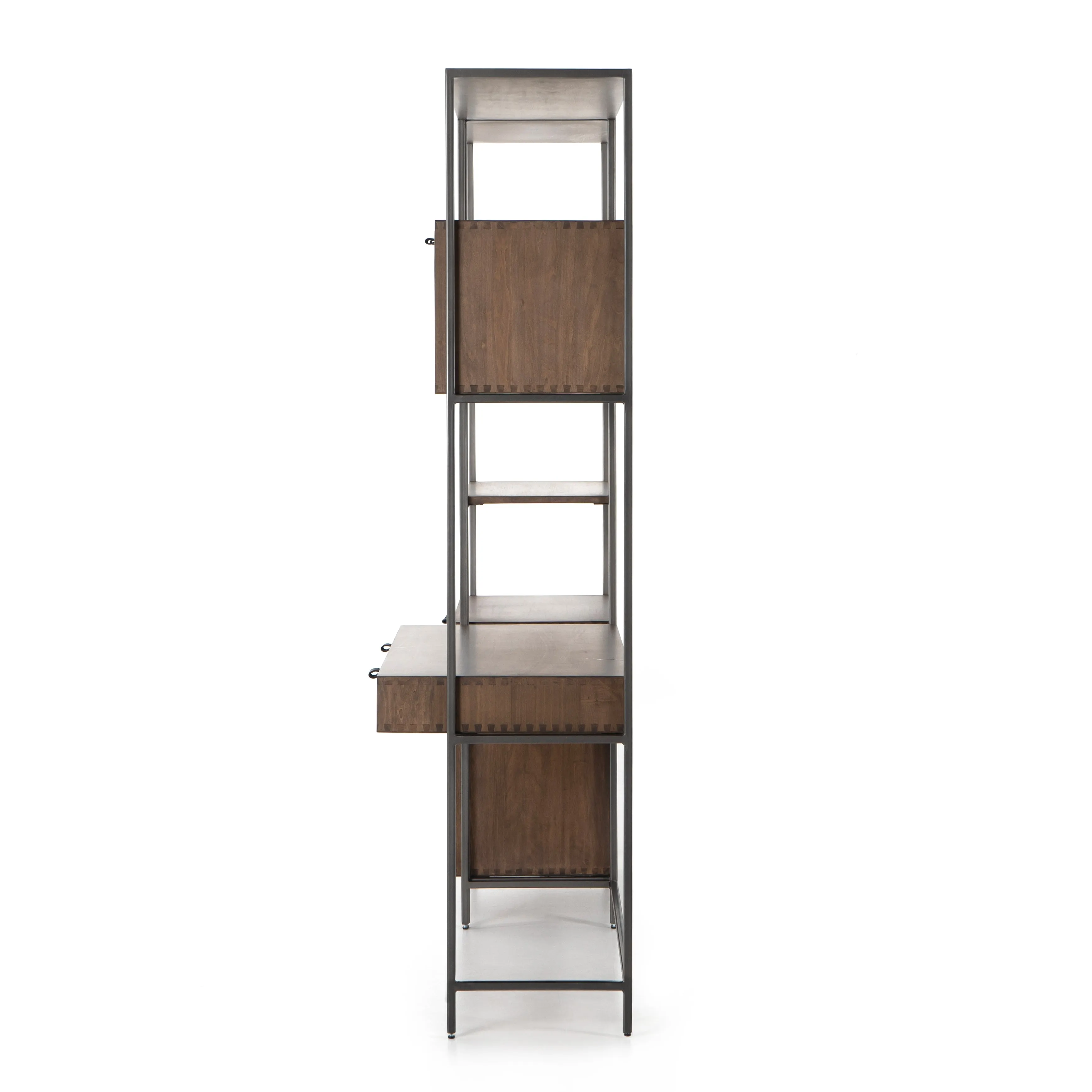 Trey Modular Wall Desk with 1 Bookcase - Auburn