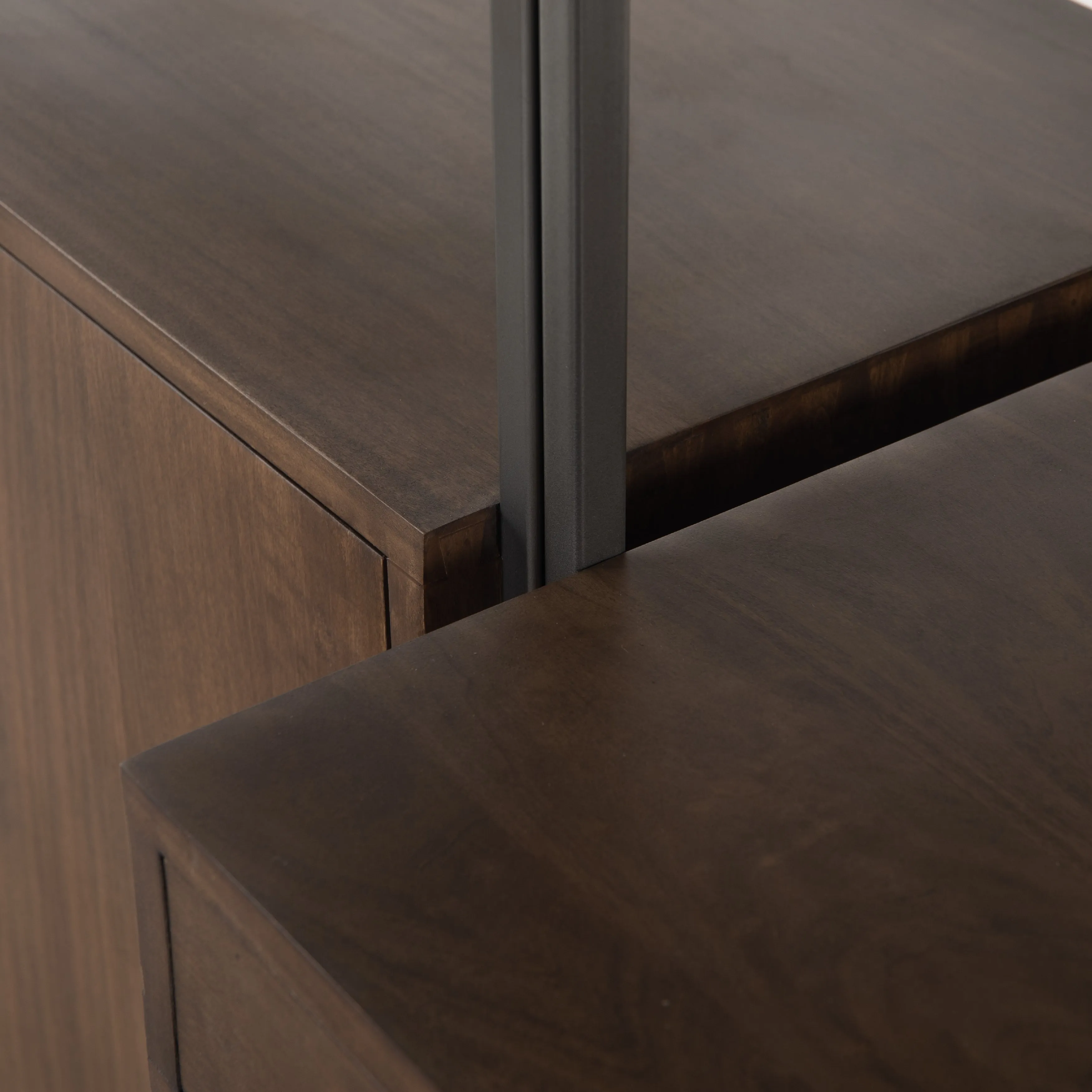 Trey Modular Wall Desk with 1 Bookcase - Auburn