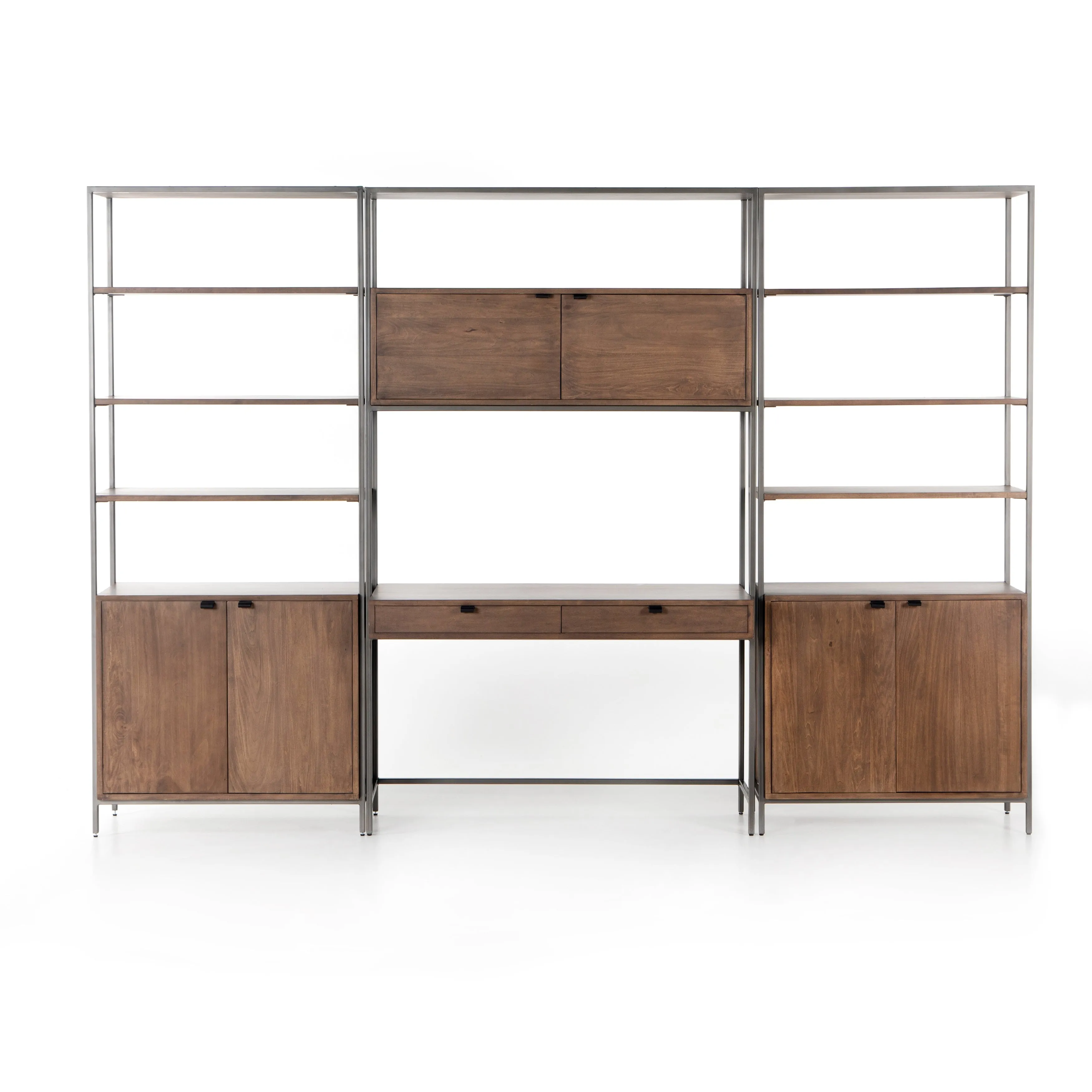Trey Modular Wall Desk with 2 Bookcases - Auburn