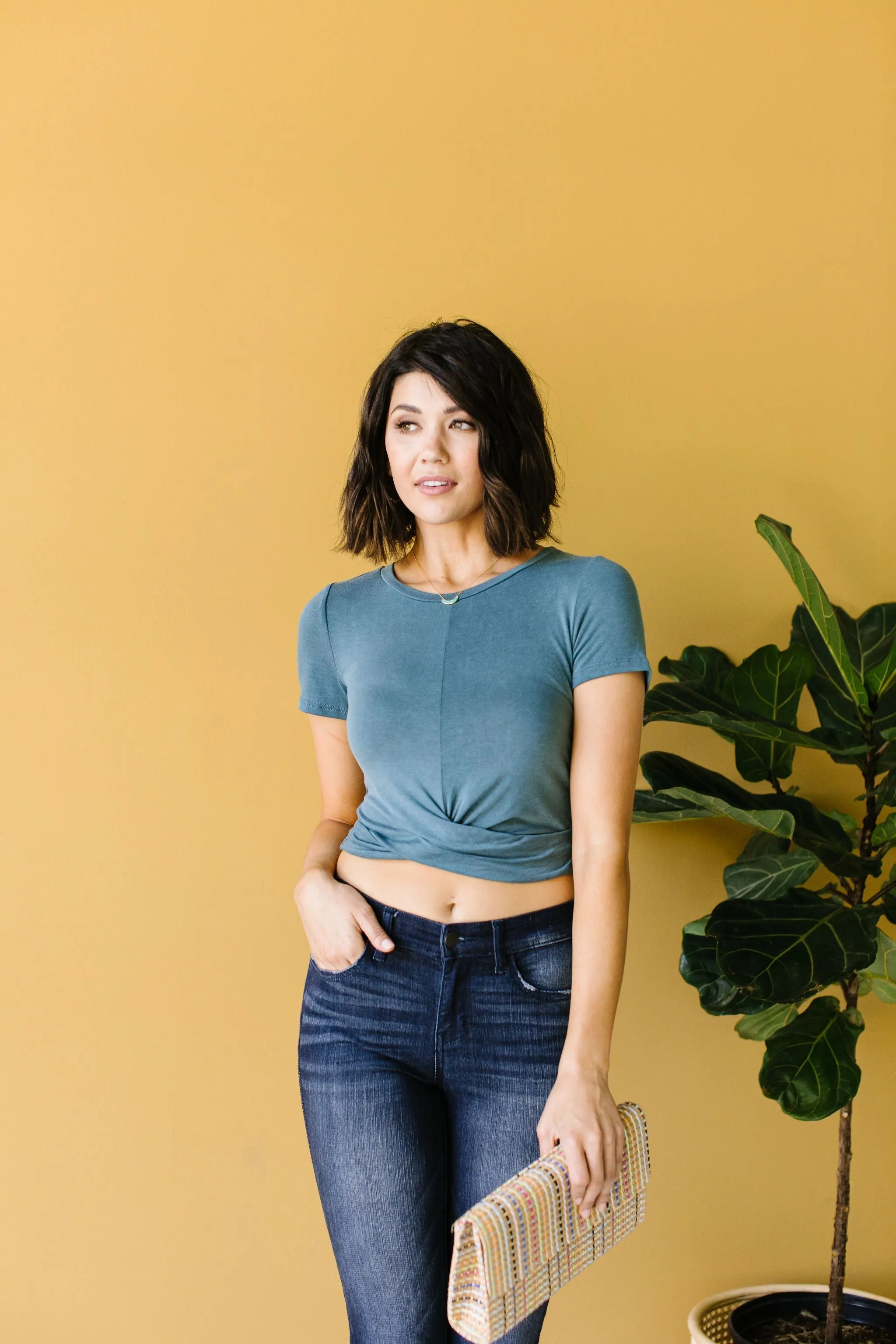 Twisted Crop Top In Teal
